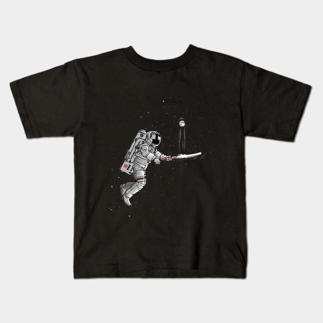 Space cricket Kids T-Shirt by Pradeep Chauhan